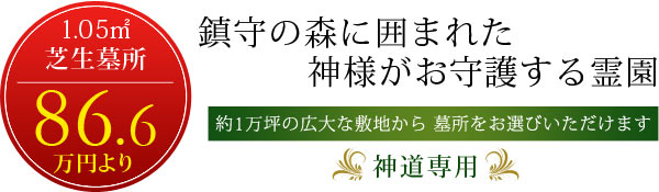 鎮守の森に囲まれた神様がお守護する霊園:芝生墓所86.6万円より