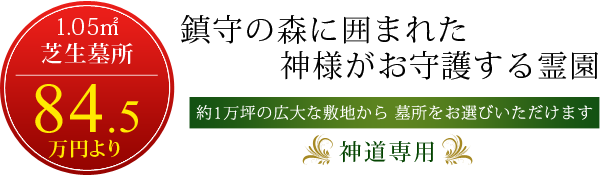 鎮守の森に囲まれた神様がお守護する霊園:芝生墓所84.5万円より
