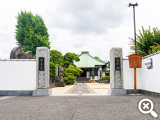 山門から見た善照寺本堂の写真