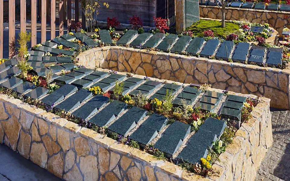 墓域にならんだ個別の墓碑