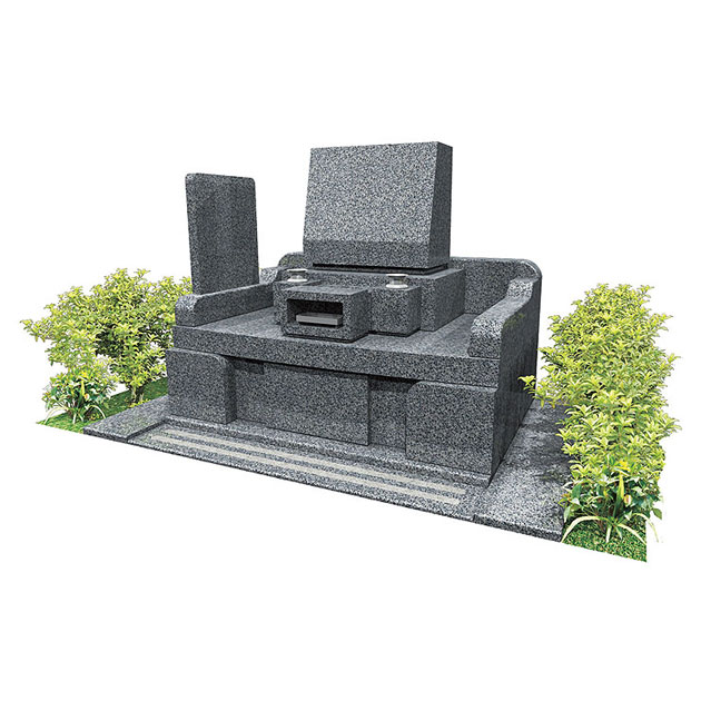 三方ゆとり墓所 1.045㎡ 黒御影石デザイン墓のサンプル写真