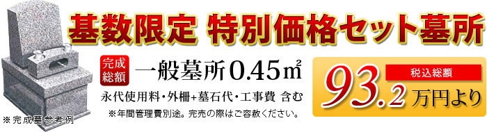 新区画特別セット墓所【基数限定】一般墓所 0.45㎡　93.2万円より