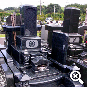 公営霊園建墓例-和型アフリカ産青黒御影石