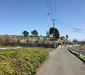 山田川沿いから見た緑町霊園